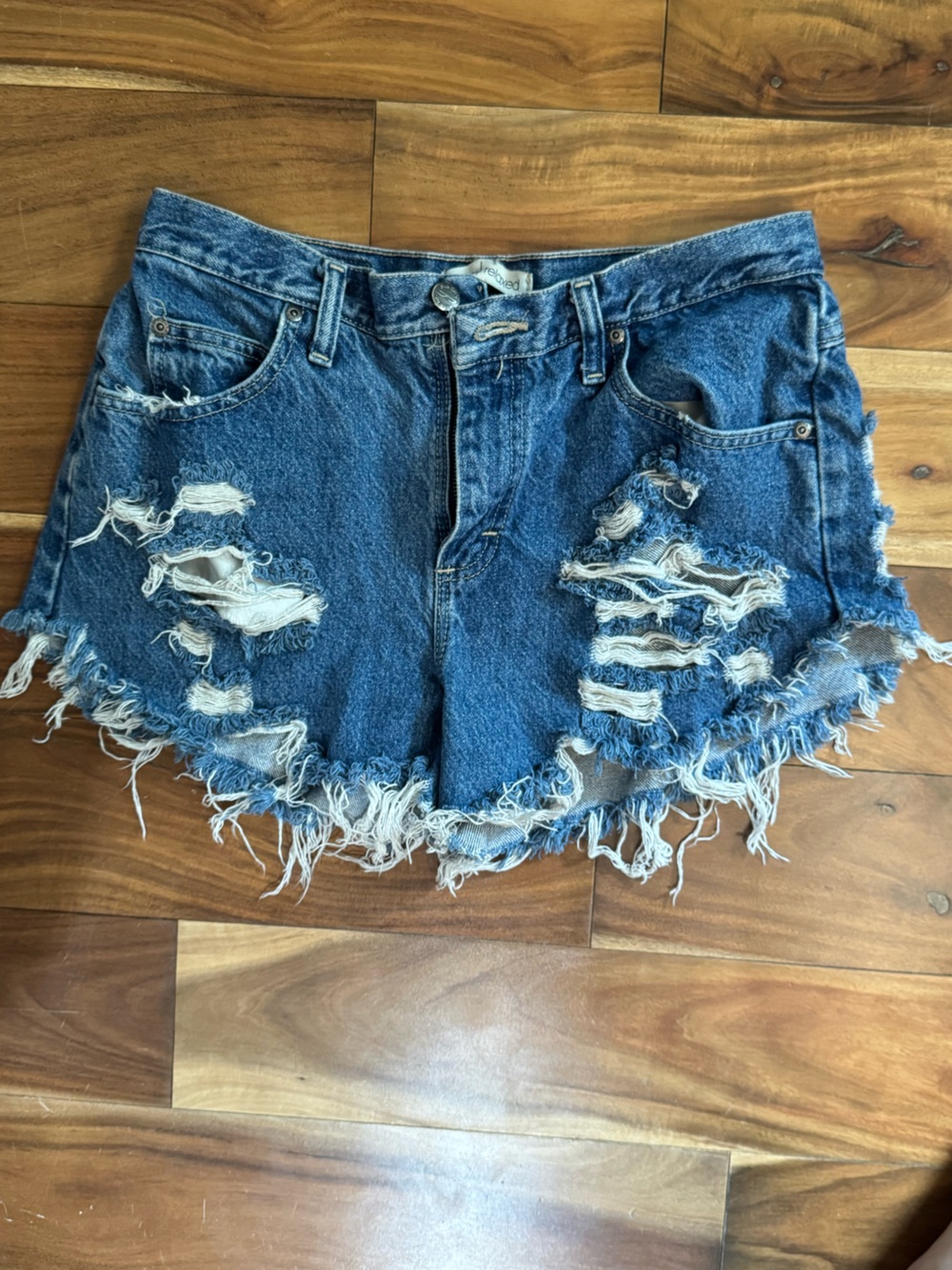 Riders by Lee Distressed Blue Denim Ankle Shorts